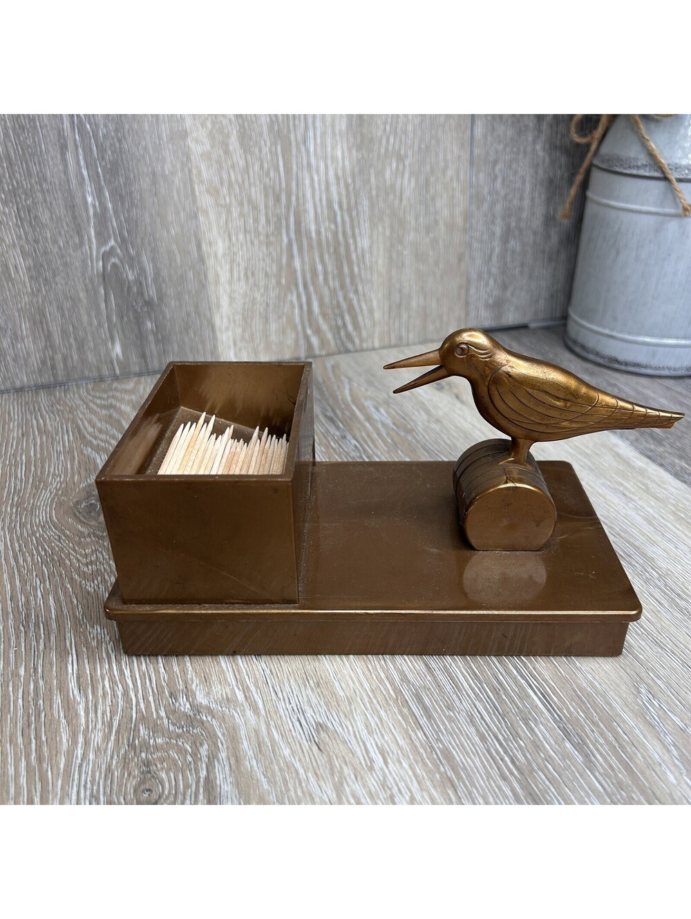 Vintage german rare bird as a cigarette dispenser made of marbled plastic